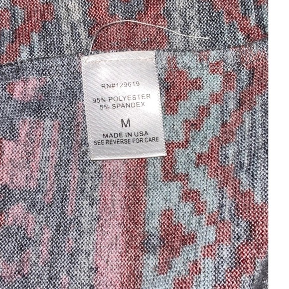 EMBER Hooded Open Front Long Cardigan Sweater Tribal Print Womens M Made in USA - Picture 3 of 6